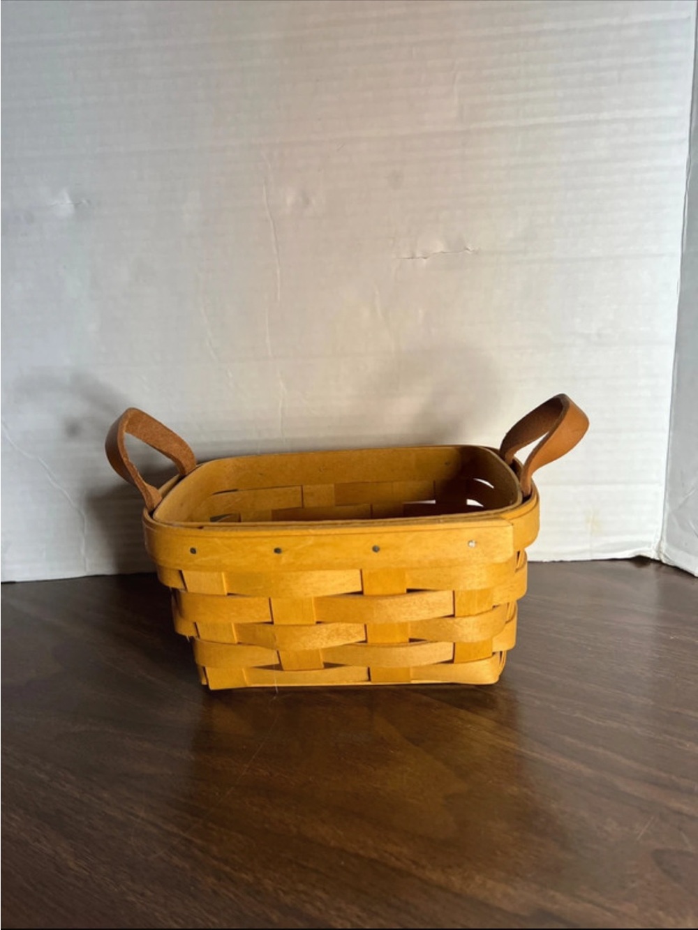 Longaberger basket with leather handles -1998